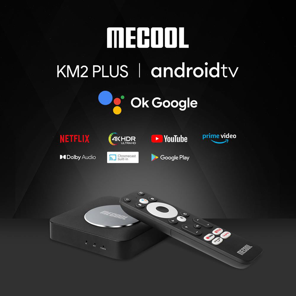MECOOL KM2 PLUS Netflix Supported Google Android TV 11.0 Smart TV BOX, Amlogic S905X4 2GB RAM 16GB eMMC AV1 Ultra 4K HDR 2.4G/5.0GHz WiFi BT5.0 SPDIF Google Assistant Dolby Atmos Audio Ethernet Multi-streamer Home Media Player Set Top Box - EU Plug