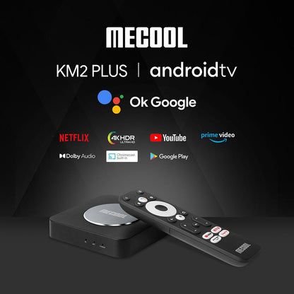 MECOOL KM2 PLUS Netflix Supported Google Android TV 11.0 Smart TV BOX, Amlogic S905X4 2GB RAM 16GB eMMC AV1 Ultra 4K HDR 2.4G/5.0GHz WiFi BT5.0 SPDIF Google Assistant Dolby Atmos Audio Ethernet Multi-streamer Home Media Player Set Top Box - EU Plug