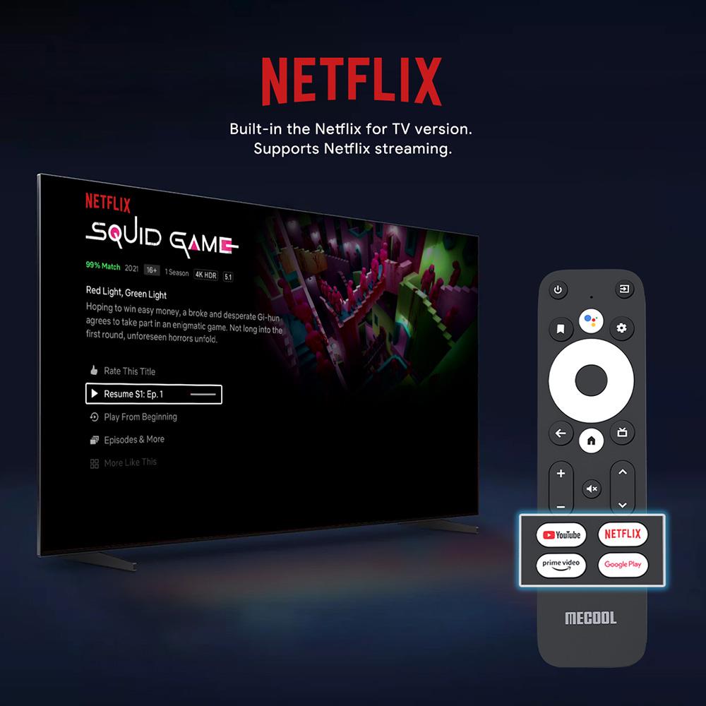 MECOOL KM2 PLUS Netflix Supported Google Android TV 11.0 Smart TV BOX, Amlogic S905X4 2GB RAM 16GB eMMC AV1 Ultra 4K HDR 2.4G/5.0GHz WiFi BT5.0 SPDIF Google Assistant Dolby Atmos Audio Ethernet Multi-streamer Home Media Player Set Top Box - EU Plug