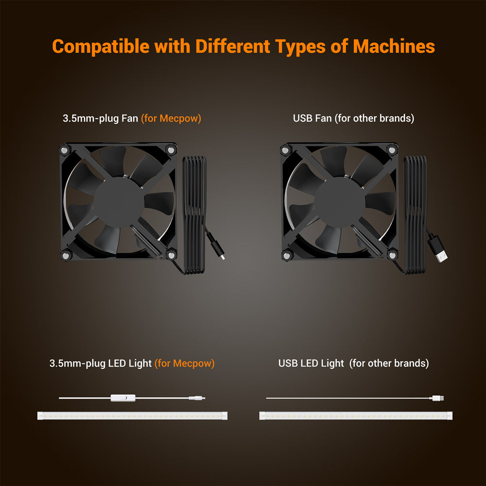 Cerramiento para grabador láser Mecpow FC2 950×930×460 mm, ignífugo, con ventana de visualización, ventilador y tubo de escape, compatible con Mecpow X5/X5 Pro y Sculpfun S30 Ultra Series.