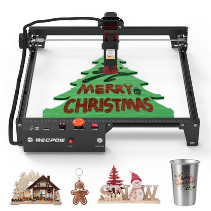 Mecpow X3 Laser Engraver, 5W Laser Power, Fixed-Focus, 0.01mm Accuracy, 10000 mm/min Engraving Speed, Safety Lock, Emergency Stop, Flame Detection, Gyroscope Sensor, 410x400mm