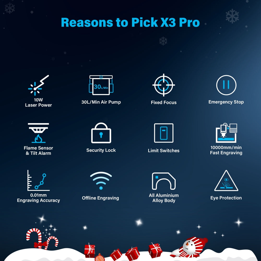 Grabador láser Mecpow X3 Pro de 10 W con kit de asistencia de aire.