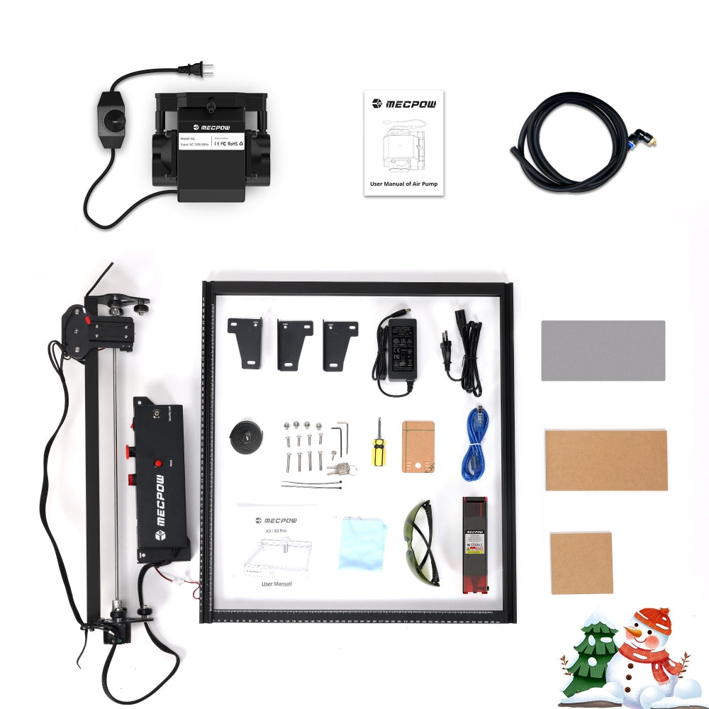 Grabador láser Mecpow X3 Pro de 10 W con kit de asistencia de aire.
