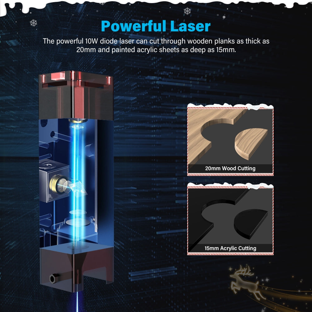 Grabador láser Mecpow X3 Pro de 10 W con kit de asistencia de aire.