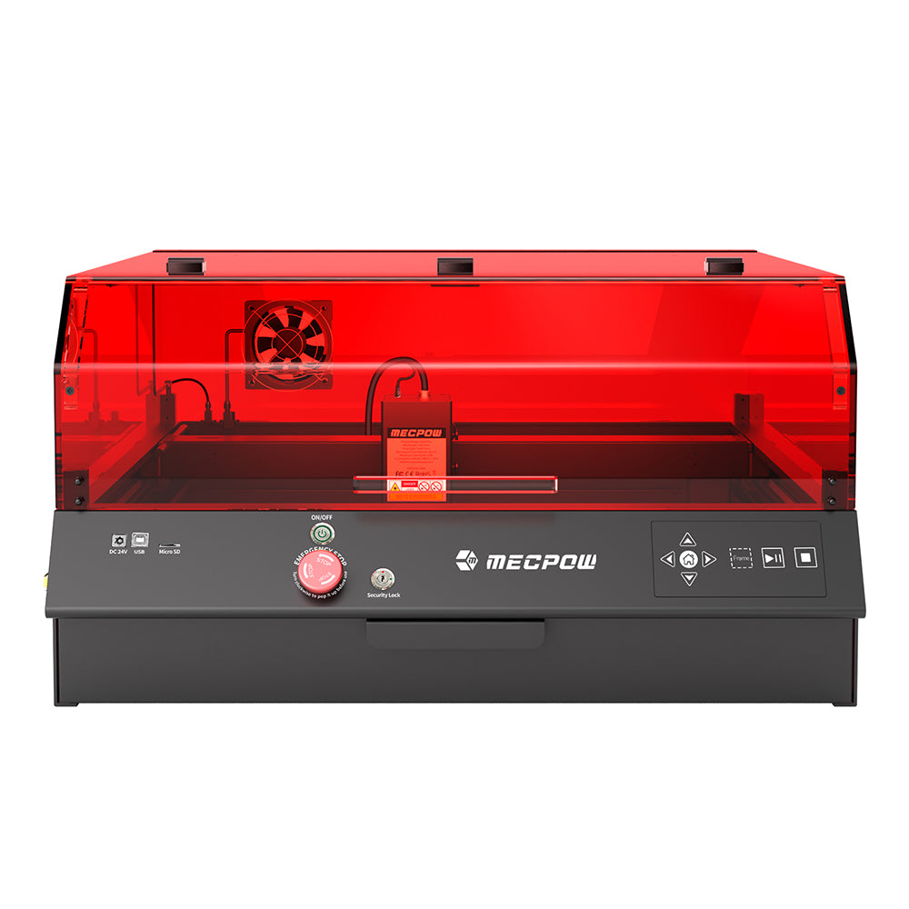 Mecpow X4 Pro 22W FDA Class 1 Laser Engraving Machine, Built-in Camera, 22000mm/min Speed, 0.08x0.1mm Laser Spot, Emergency Stop, Offline Work, Protective Cover &amp; Integrated Air Assist, Support LightBurn/ LaserGRBL/ MKSLaser, 410*400mm