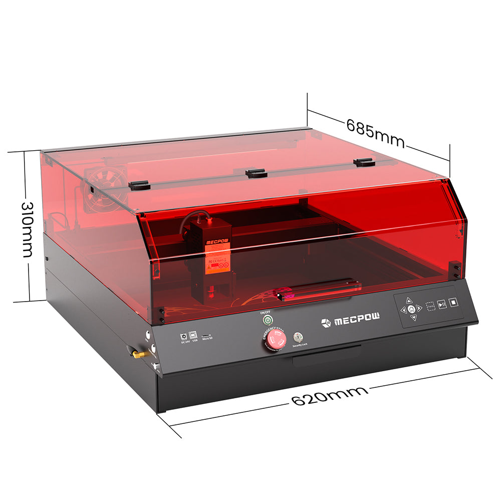 Mecpow X4 Pro 22W FDA Class 1 Laser Engraving Machine, Built-in Camera, 22000mm/min Speed, 0.08x0.1mm Laser Spot, Emergency Stop, Offline Work, Protective Cover &amp; Integrated Air Assist, Support LightBurn/ LaserGRBL/ MKSLaser, 410*400mm