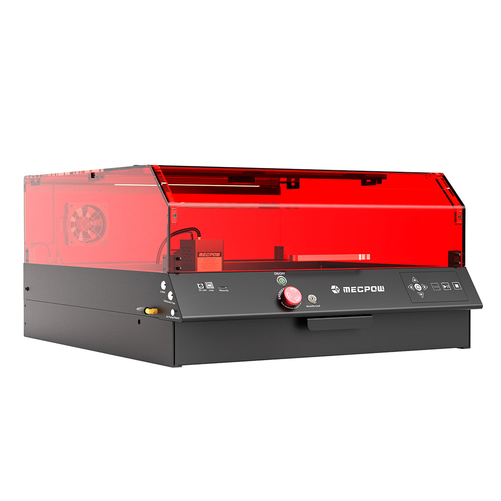 Mecpow X4 Pro 22W FDA Class 1 Laser Engraving Machine, Built-in Camera, 22000mm/min Speed, 0.08x0.1mm Laser Spot, Emergency Stop, Offline Work, Protective Cover &amp; Integrated Air Assist, Support LightBurn/ LaserGRBL/ MKSLaser, 410*400mm