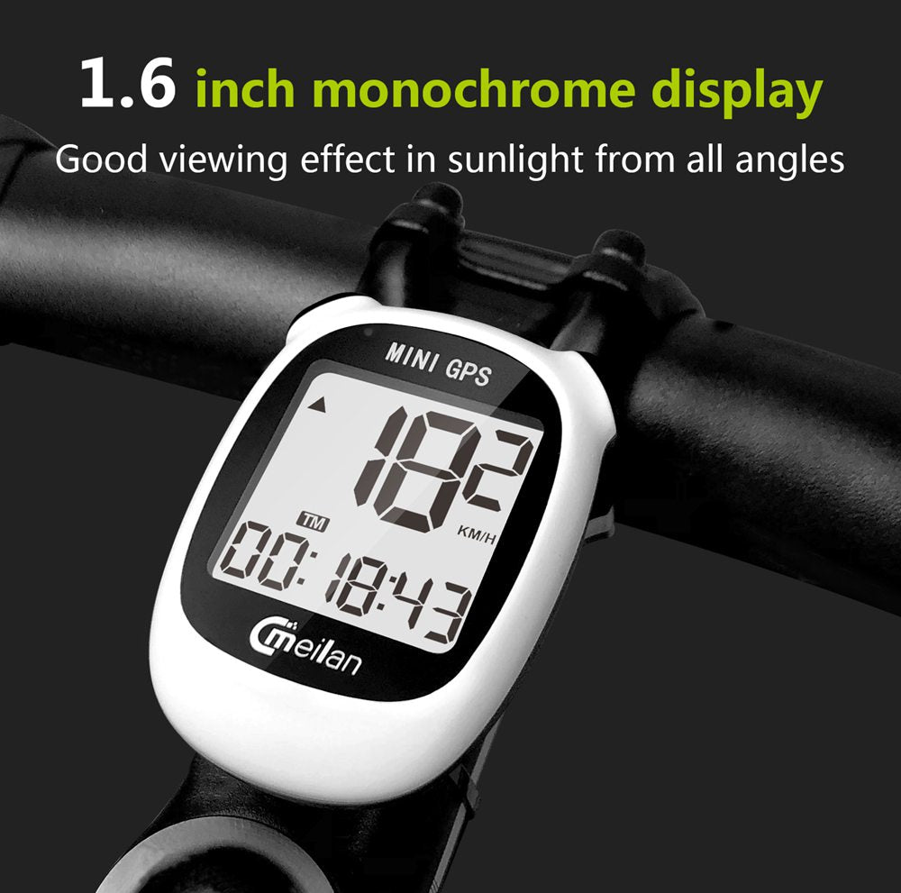 Computadora para bicicleta GPS Meilan M3 Mini, velocímetro y odómetro impermeables, pantalla monocromática de 1.6 pulgadas - Blanco