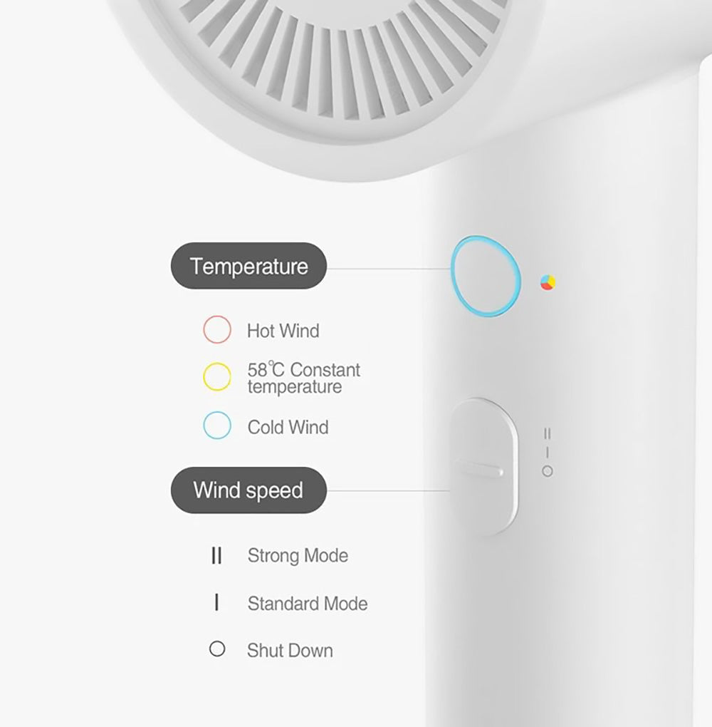 Secador de pelo iónico de agua portátil Xiaomi Mijia H300 1600W, secado rápido, cuidado capilar con iones negativos, profesional.