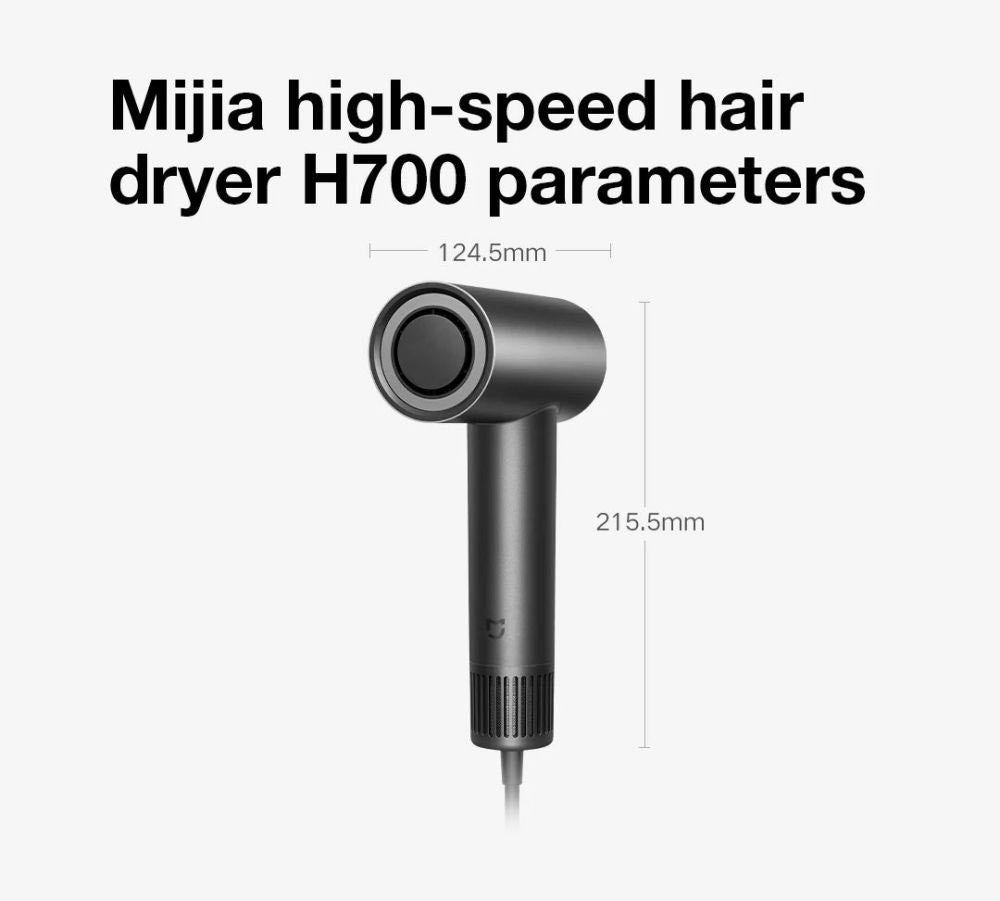 Secador de pelo de alta velocidad Xiaomi Mijia H700 con aniones, pantalla LCD, 102.000 rpm y velocidad del viento de 70 m/s.