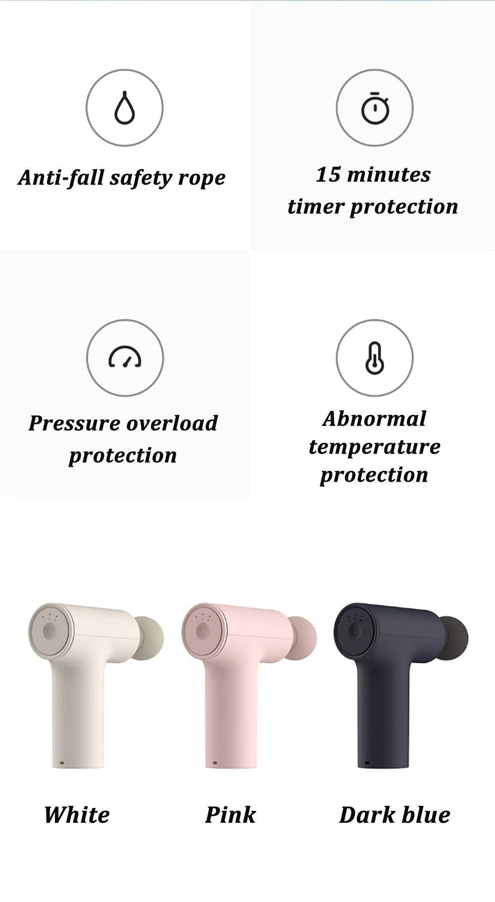 Pistola de Masaje Portátil Mini Xiaomi Mijia, Masajeador Eléctrico para Relajación Muscular, Bajo Ruido de 48dB, 3 Niveles Ajustables