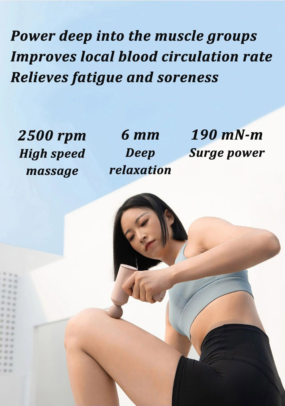 Pistola de Masaje Portátil Mini Xiaomi Mijia, Masajeador Eléctrico para Relajación Muscular, Bajo Ruido de 48dB, 3 Niveles Ajustables