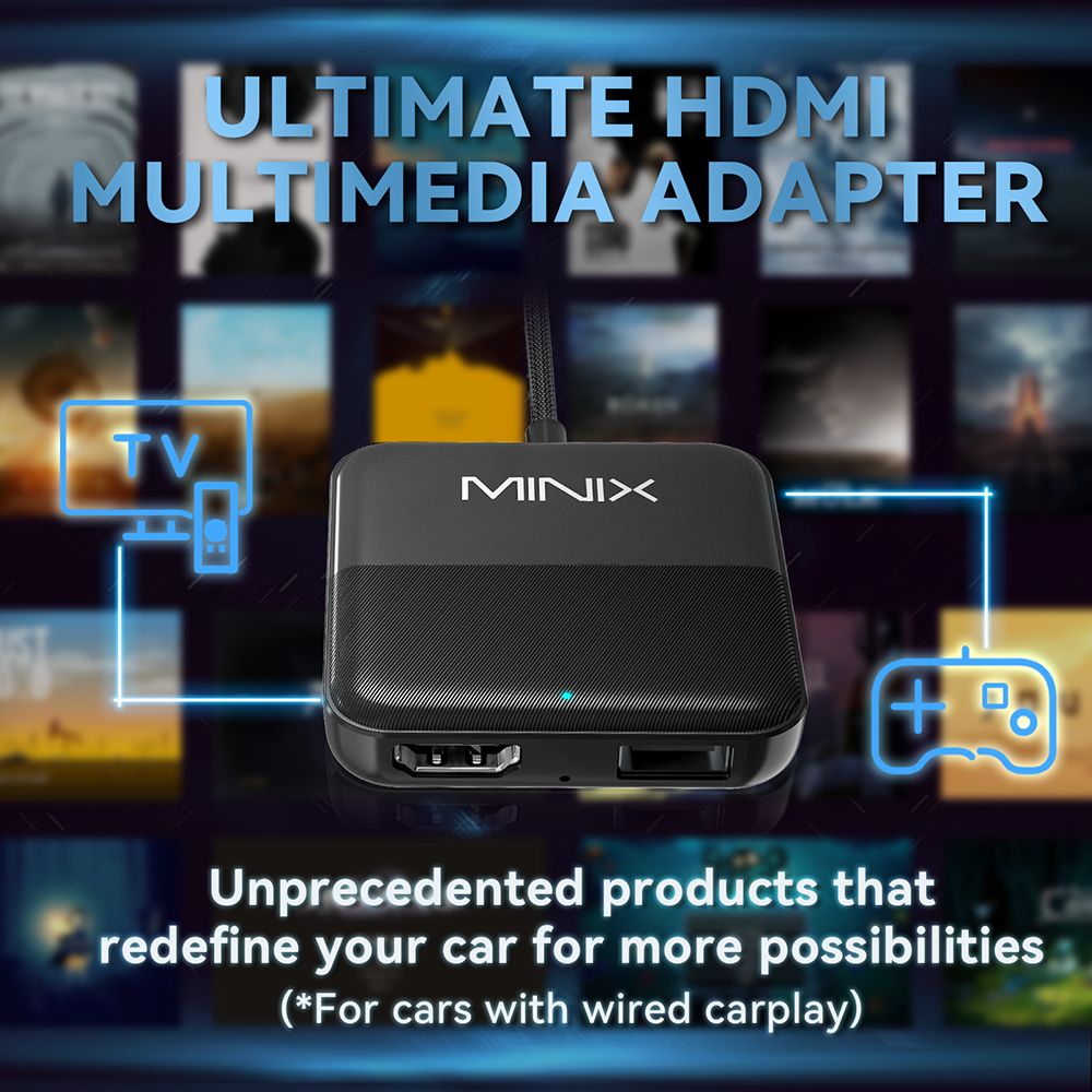 MINIX CA361 Wireless CarPlay Adapter, with HDMI/USB, Plug & Play