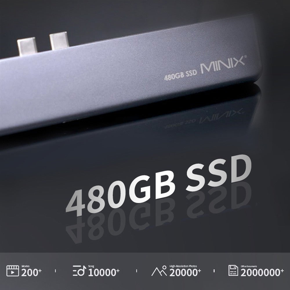 MINIX SD4 GR 480GB SSD Dual 4K@60Hz Output, USB3.0, PD & Data Up to 5Gbps, Thunderbolt 3 - Grey