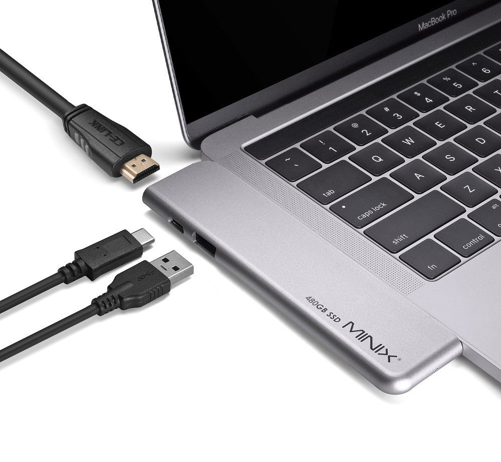 MINIX SD4 GR 480GB SSD Dual 4K@60Hz Output, USB3.0, PD & Data Up to 5Gbps, Thunderbolt 3 - Grey
