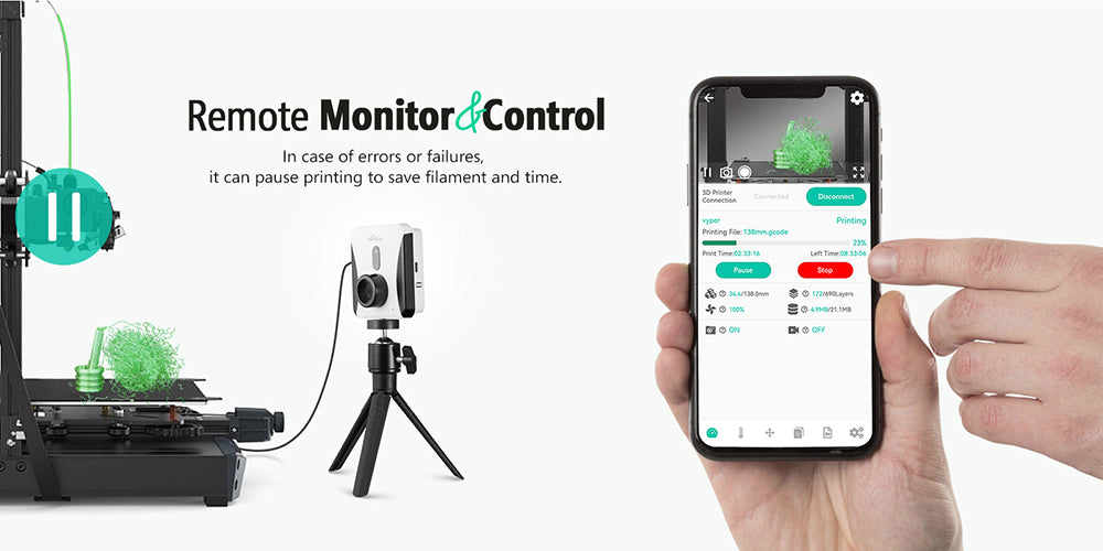 Mintion Beagle V2 3D Printer Camera, Support Klipper, 1080P Video Resolution, Manual Focus, WiFi Remote Control, Auto Time-Lapse Video, Electronic Zoom, Night Vision, PC/Mobile Connection