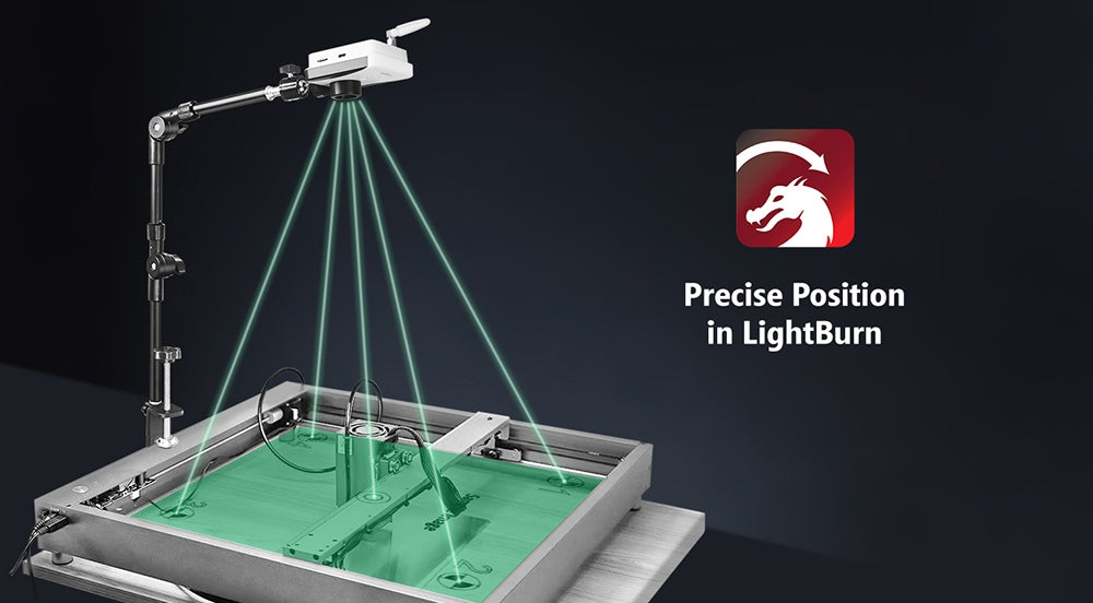Cámara grabadora láser Mintion Lasercam, resolución de vídeo 1080P, posicionamiento en LightBurn, control remoto WiFi, vídeo time-lapse automático, detección de incendios, versión nocturna, compatible con navegador de PC.