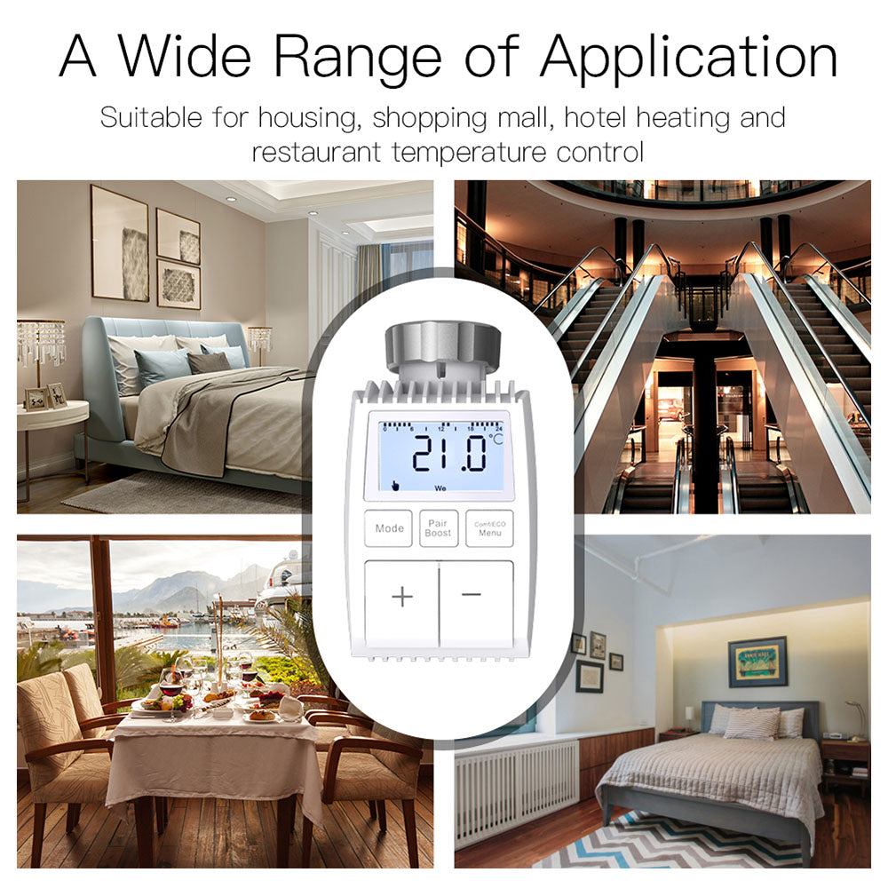 Válvula de accionamiento para radiador MoesHouse TV01 Tuya ZigBee3.0, termostato inteligente con controlador de temperatura, sensor externo TRV.