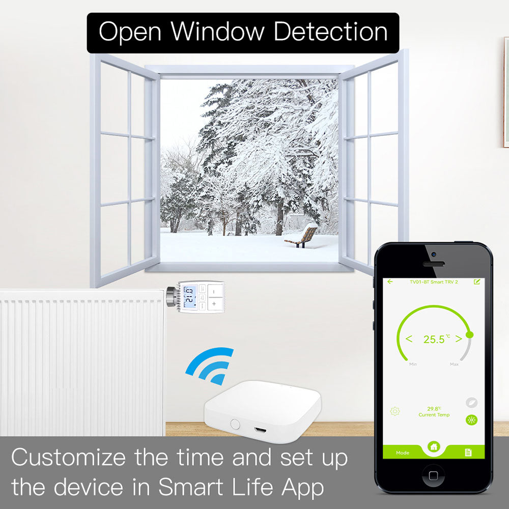 Válvula de accionamiento para radiador MoesHouse TV01 Tuya ZigBee3.0, termostato inteligente con controlador de temperatura, sensor externo TRV.