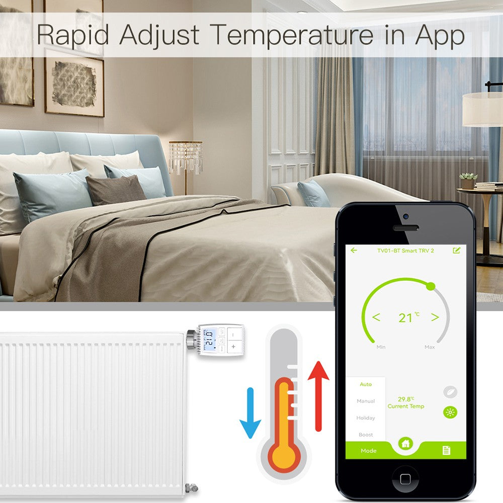 Válvula de accionamiento para radiador MoesHouse TV01 Tuya ZigBee3.0, termostato inteligente con controlador de temperatura, sensor externo TRV.