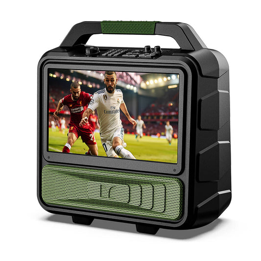 Monster Vmay 1080P Outdoor TV 60W Bluetooth Speaker Combo, DVB-T/DVB-T2 Tuner, FM Radio,15.6” Display, 8 Hours Of Video Playback, 25 Hours of Audio Playback, HDMI/Mic/USB