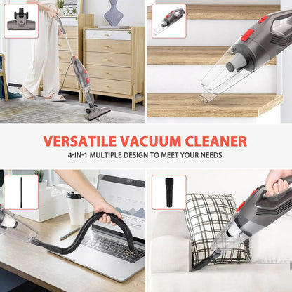 MOOSOO LT450 4-in-1 Corded Stick Vacuum Cleaner, 15kPa Powerful Suction, 0.8L Dust Cup, 4 Stages Filtration, Self-standing