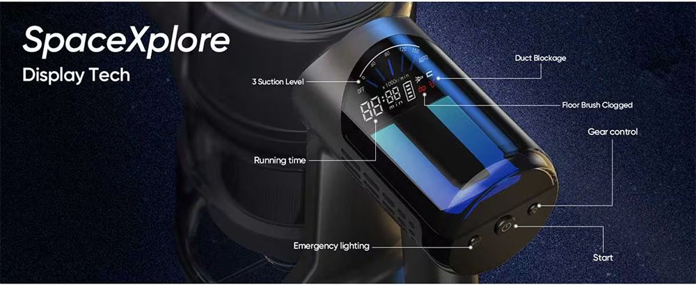Aspiradora sin cable MOOSOO TD1-Mate, succión de 33 kPa, pantalla LED, 45 minutos de autonomía, motor sin escobillas de 420 W, luz verde, para suelos de madera, alfombras y pelo de mascotas.