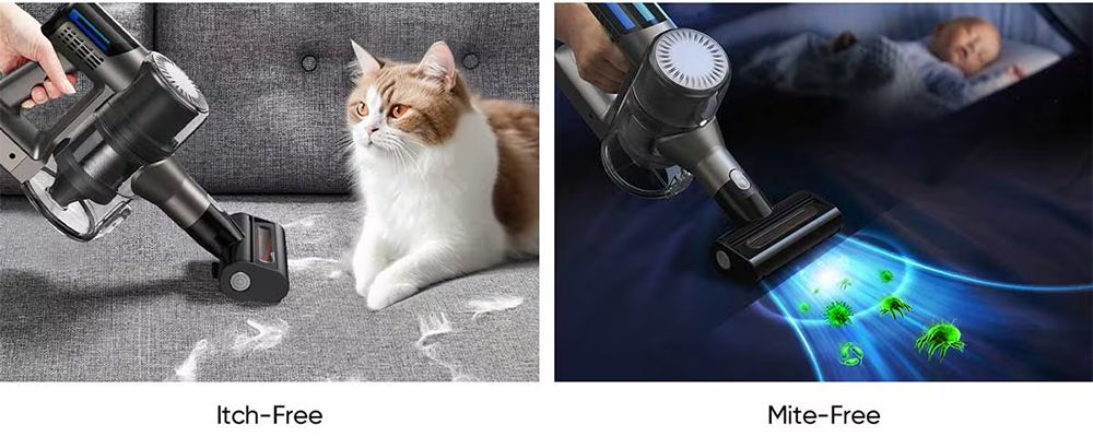 Aspiradora sin cable MOOSOO TD1-Mate, succión de 33 kPa, pantalla LED, 45 minutos de autonomía, motor sin escobillas de 420 W, luz verde, para suelos de madera, alfombras y pelo de mascotas.
