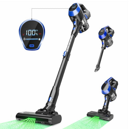 MOOSOO XC1 Cordless Vacuum Cleaner, 20kPa Suction, with LED Display, Max. 45min Runtime, 6 In 1 High Suction Stick Vacuum Cleaner with Wall Mount Charger, for Hard Floor Pet Hair Carpet, Home &amp; Car Use
