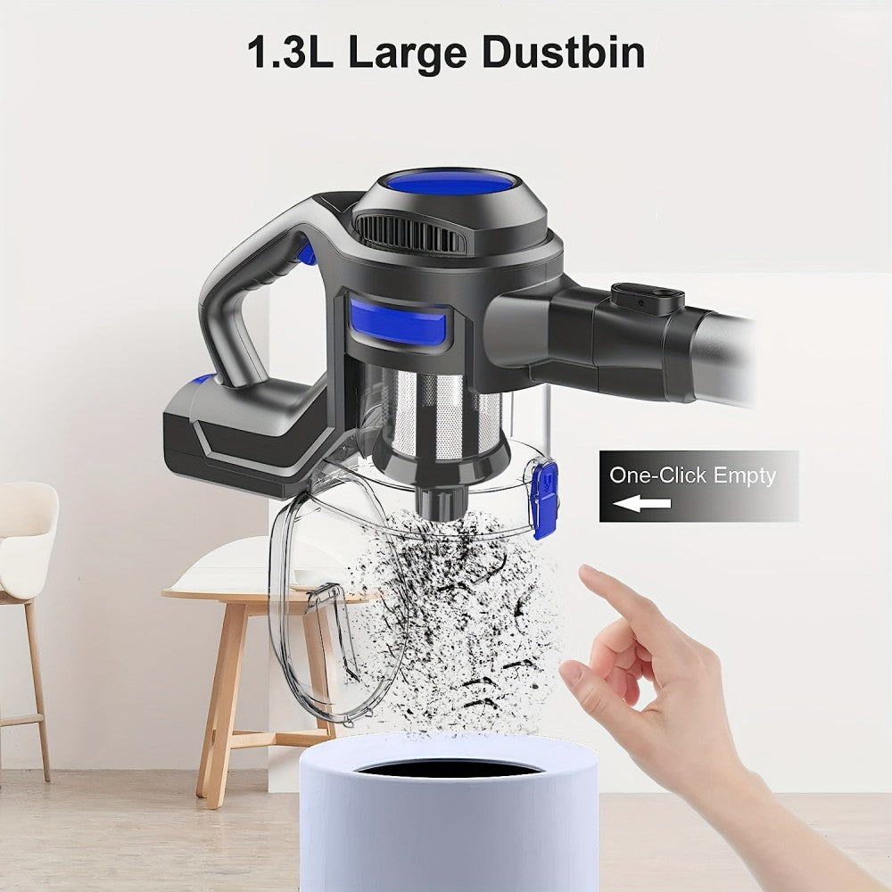 Aspiradora escoba sin cable MOOSOO XL-618A, succión potente de 12 KPa, autonomía máxima de 30 minutos, motor sin escobillas de 120 W, cepillo eléctrico con LED, depósito de polvo grande de 1,3 L, 2 modos.
