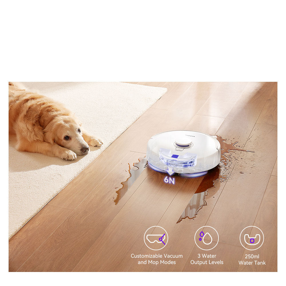 Robot aspirador y fregasuelos Narwal Freo X Plus con vaciado automático de polvo, potente succión de 7800 Pa, cepillo flotante anti-enredos, control por Alexa/Google Assistant/APP, ideal para pelo de mascotas, suelos duros y suelos de madera.