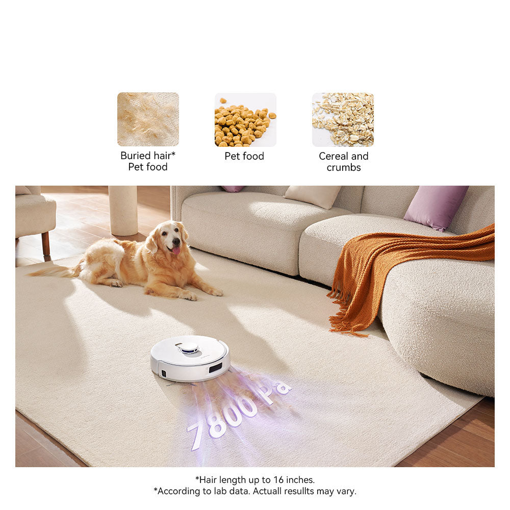 Robot aspirador y fregasuelos Narwal Freo X Plus con vaciado automático de polvo, potente succión de 7800 Pa, cepillo flotante anti-enredos, control por Alexa/Google Assistant/APP, ideal para pelo de mascotas, suelos duros y suelos de madera.