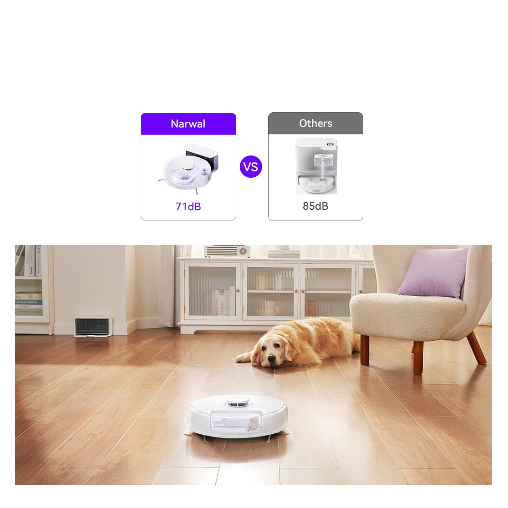 Robot aspirador y fregasuelos Narwal Freo X Plus con vaciado automático de polvo, potente succión de 7800 Pa, cepillo flotante anti-enredos, control por Alexa/Google Assistant/APP, ideal para pelo de mascotas, suelos duros y suelos de madera.