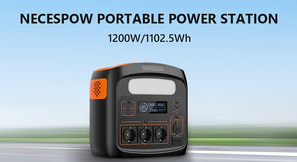 NECESPOW N1200 Portable Power Station, 1100.25Wh LiFePO4 Battery, 3*1200W AC Outlets (2400W Peak), 50Hz Pure Sine Wave Solar Generator for Outdoor Camping, Home Backup and Emergency Use
