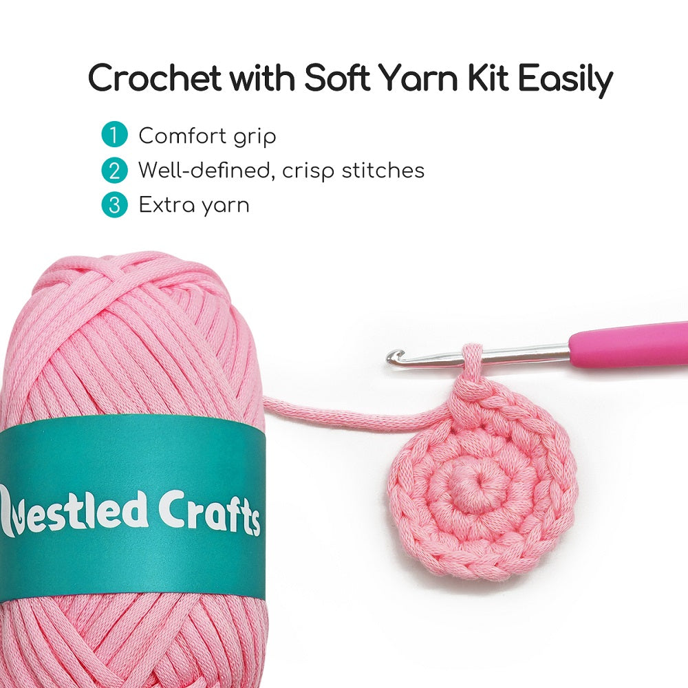 Kit de ganchillo NestledCrafts para principiantes, kit de animales de amigurumi, con tutoriales en vídeo paso a paso - Anglerpuff
