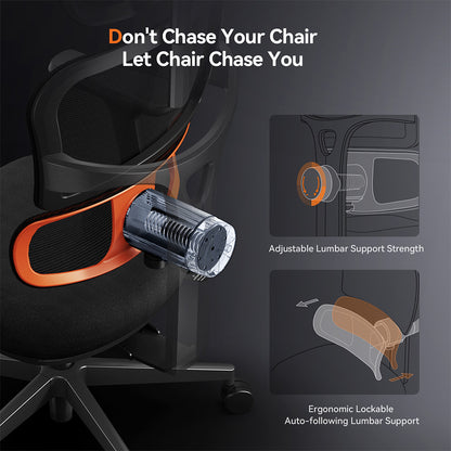 NEWTRAL NT001 Ergonomic Chair Adaptive Lower Back Support 3 Recline Angle Adjustable Backrest Armrest Headrest 5 Positions to Lock Nylon Base - Standard Version