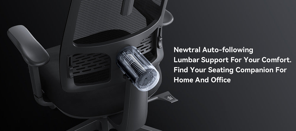 Silla ergonómica NEWTRAL MagicH-BP con reposapiés, respaldo de autoajuste, soporte lumbar adaptable, reposabrazos y reposacabezas ajustables, 4 posiciones de bloqueo - Negro