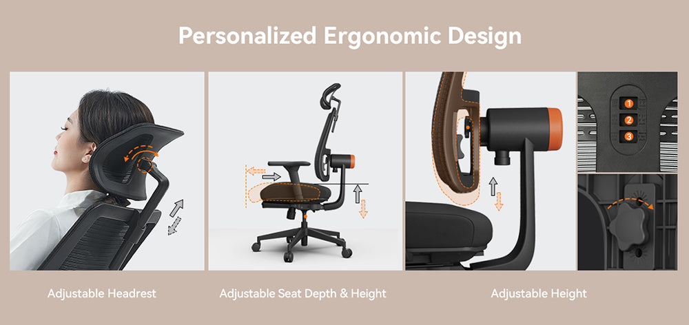 Silla ergonómica NEWTRAL MagicH-BP con reposapiés, respaldo de autoajuste, soporte lumbar adaptable, reposabrazos y reposacabezas ajustables, 4 posiciones de bloqueo - Negro