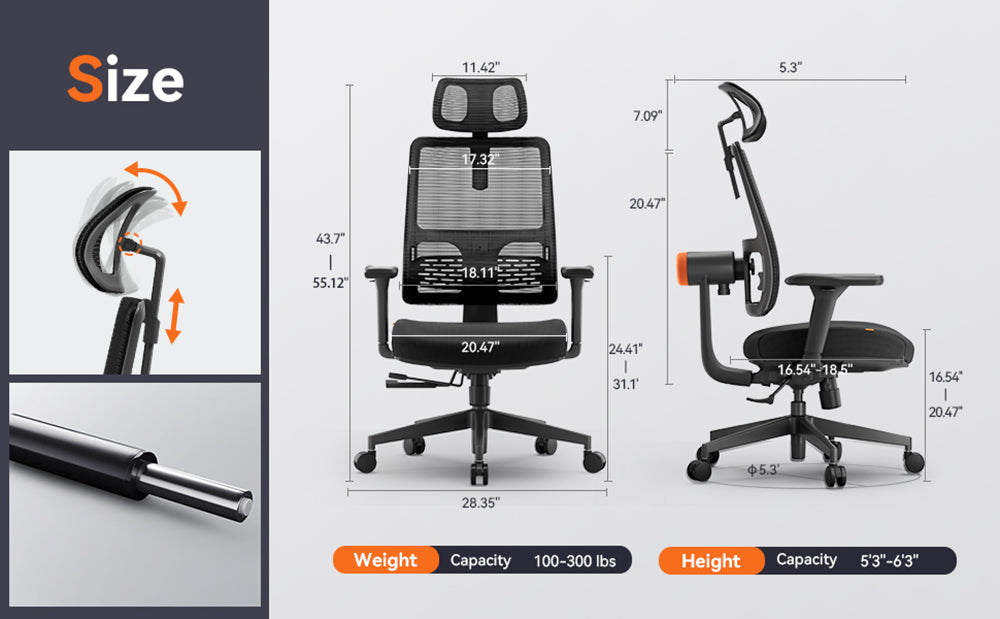 Silla ergonómica NEWTRAL MAGICH002, respaldo con seguimiento automático, soporte lumbar adaptable, reposacabezas y profundidad del asiento ajustables, reposabrazos 4D reclinables, 3 posiciones de bloqueo.