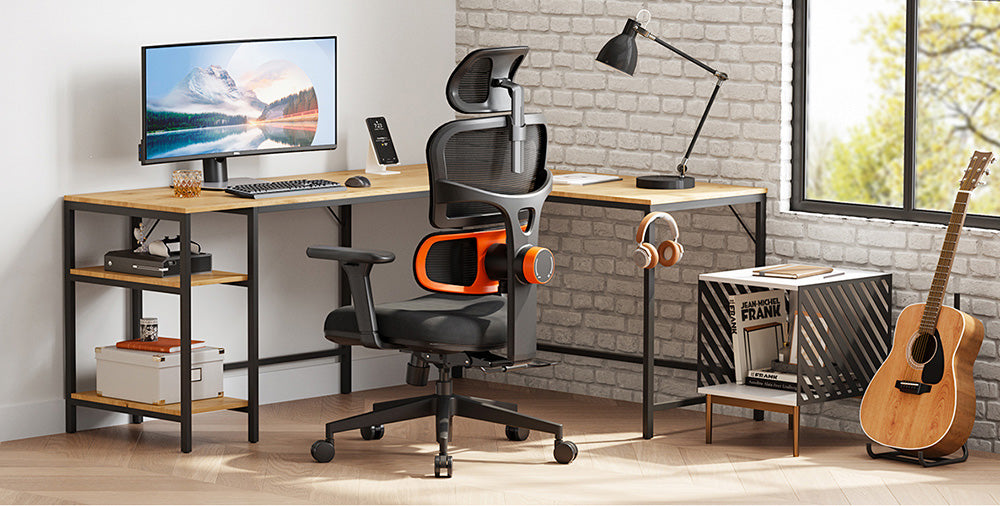 NEWTRAL NT001 Silla Ergonómica con Soporte Lumbar Adaptable, 3 Ángulos de Reclinación, Respaldo Ajustable, Reposabrazos, Reposacabezas, 5 Posiciones de Bloqueo, Base de Nylon - Versión Estándar