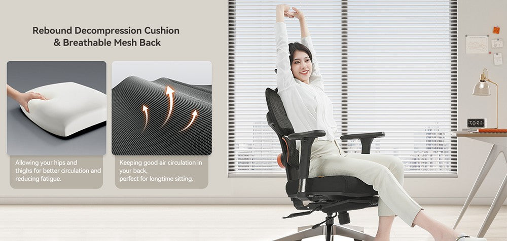 NEWTRAL NT002 Silla Ergonómica con Soporte Lumbar Adaptable, Reposapiés, Respaldo Ajustable en 4 Ángulos de Reclinación, Reposabrazos, Reposacabezas y 5 Posiciones de Bloqueo, Base de Aleación de Aluminio - Versión Pro
