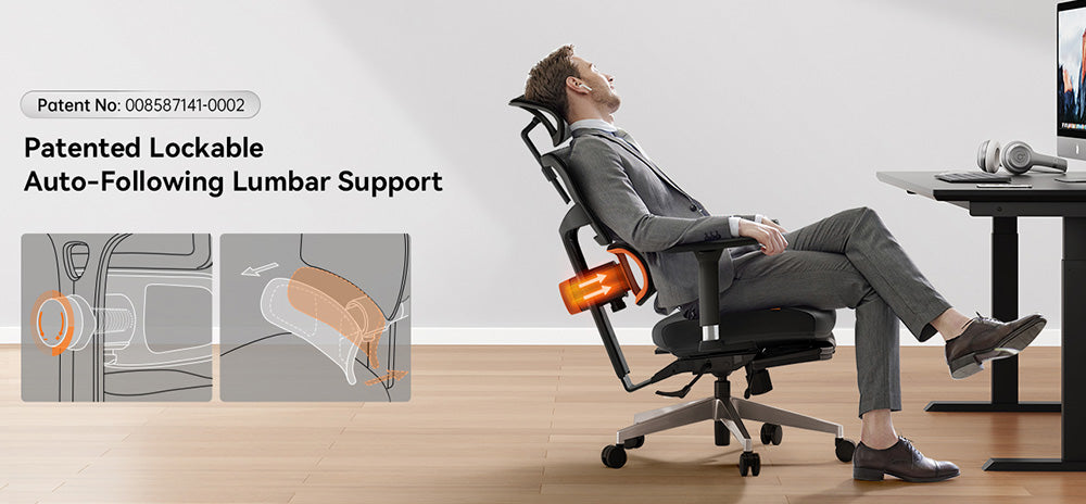 NEWTRAL NT002 Silla Ergonómica con Soporte Lumbar Adaptable, Reposapiés, Respaldo Ajustable en 4 Ángulos de Reclinación, Reposabrazos, Reposacabezas y 5 Posiciones de Bloqueo, Base de Aleación de Aluminio - Versión Pro