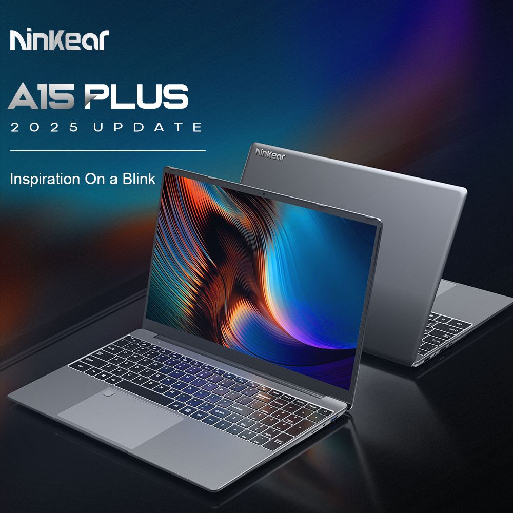 Ninkear A15 Plus 15.6'' Laptop, AMD Ryzen 7 5825U 8 Cores 4.5GHz, 1920*1080 IPS Screen, 32GB RAM 1TB SSD, 2.4G/5G WiFi, Fingerprint Unlock, Backlit Keyboard, Full-featured Type-C*1, USB3.0*2, HDMI*1, Micro SD Card Reader *1, Headphone Jack*1