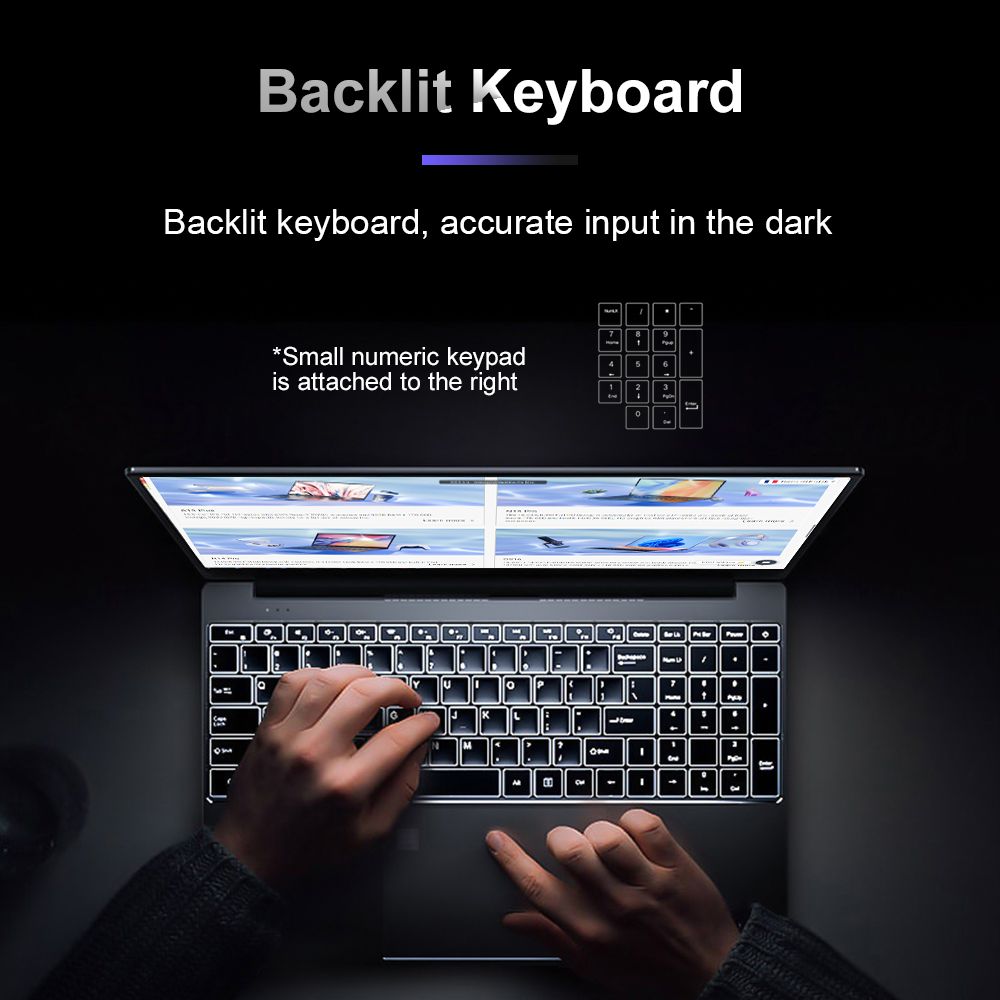 Ninkear A15 Plus 15.6'' Laptop, AMD Ryzen 7 5825U 8 Cores 4.5GHz, 1920*1080 IPS Screen, 32GB RAM 1TB SSD, 2.4G/5G WiFi, Fingerprint Unlock, Backlit Keyboard, Full-featured Type-C*1, USB3.0*2, HDMI*1, Micro SD Card Reader *1, Headphone Jack*1