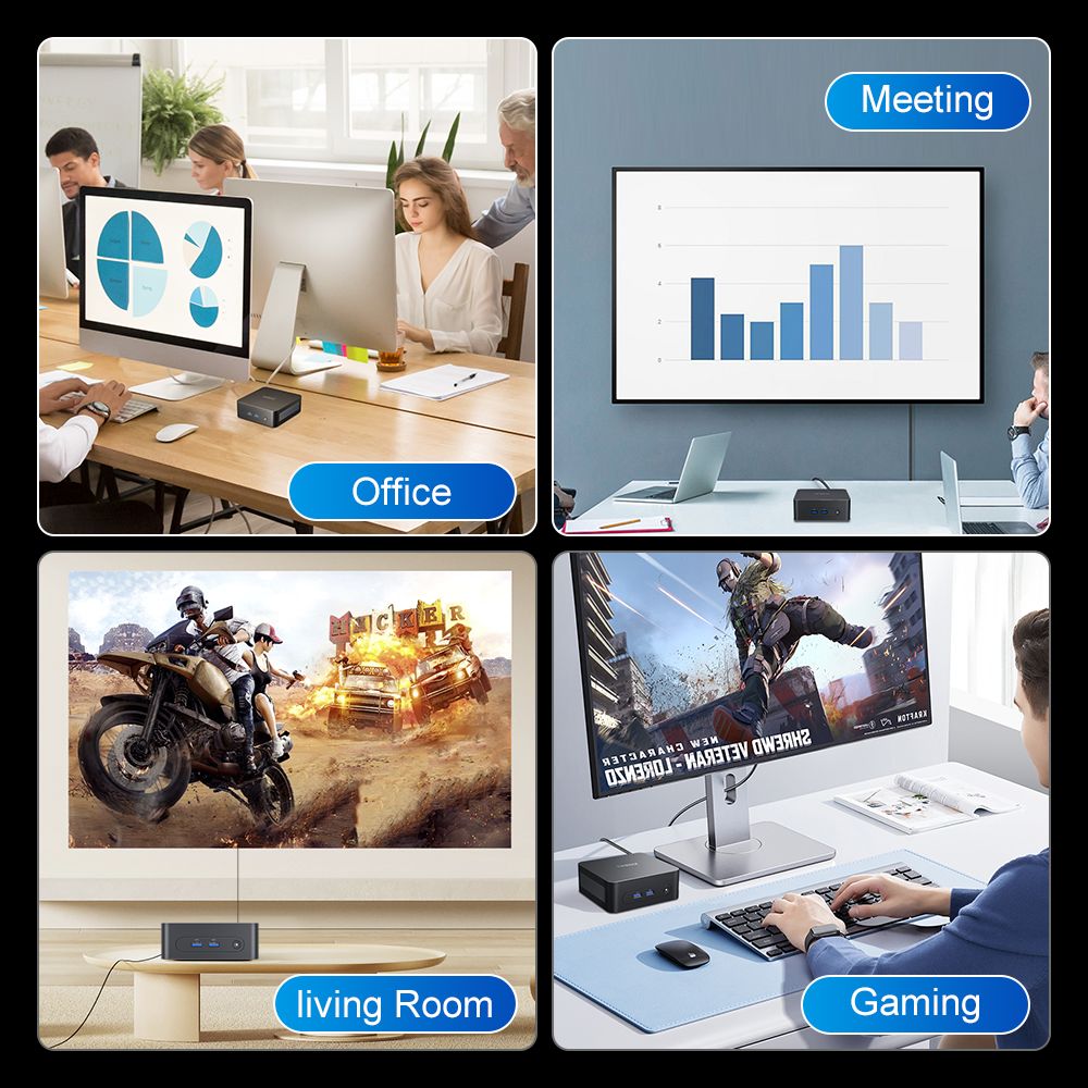 Ninkear N10 Mini PC, Intel N100 4 Cores Max 3.4GHz, 16GB RAM 512GB SSD, 2*HDMI 2.0 (4K@60Hz) Dual Display, 2.4/5GHz WiFi Bluetooth 5.0, 3*USB 3.0 1*USB 2.0 1*RJ45 1*Headphone Jack