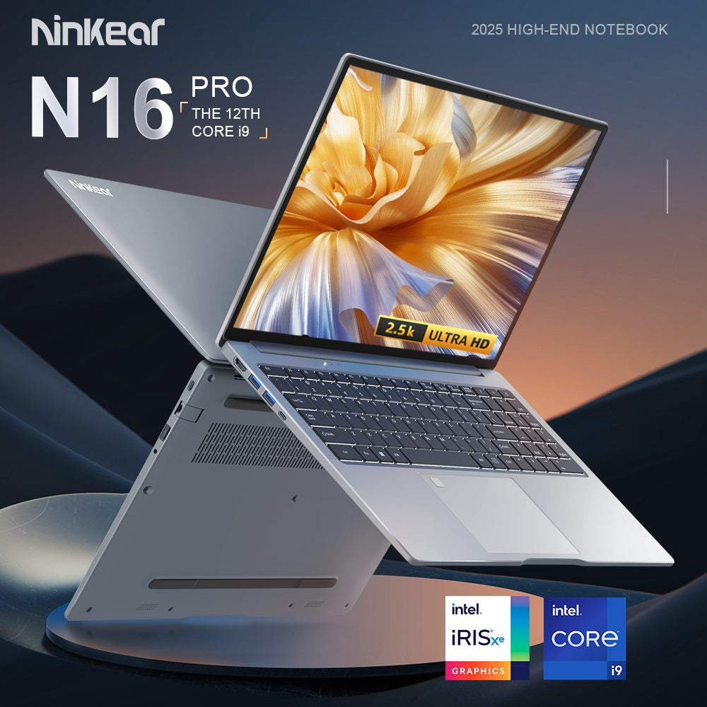 Ninkear N16 Pro Laptop, 16 inch 2560*1600 IPS Screen, Intel Core i9-12900HK 14 Cores Max 5.0GHz, 32GB RAM 1TB SSD, 120Hz Refresh Rate, WiFi 6, 5000mAh, Backlit Keyboard, 1*Full-featured Type-C, 2*USB3.0, 1*USB2.0, 1*HDMI, 1*RJ45 1*Headphone Jack