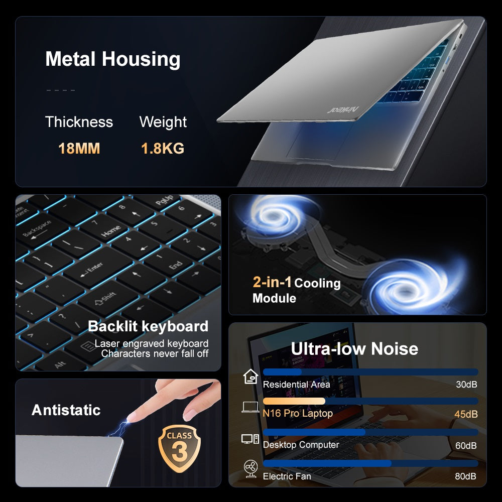 Ninkear N16 Pro Laptop, 16 inch 2560*1600 IPS Screen, Intel Core i9-12900HK 14 Cores Max 5.0GHz, 32GB RAM 1TB SSD, 120Hz Refresh Rate, WiFi 6, 5000mAh, Backlit Keyboard, 1*Full-featured Type-C, 2*USB3.0, 1*USB2.0, 1*HDMI, 1*RJ45 1*Headphone Jack