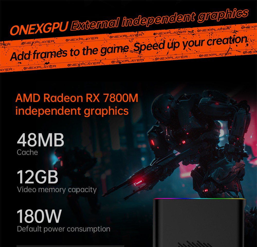 One Netbook OneXPlayer G1 Handheld Gaming PC, AMD Ryzen AI 9 HX 370 12 Cores Max 5.1GHz, 8.8'' 2560*1600 144Hz Screen, 64GB LPDDR5X 7500MHz RAM 4TB SSD, WiFi 6E, 2*USB-C, 1*USB3.2, 1*TF Card, 1* Oculink, 1*3.5mm Audio, Fingerprint Unlock - EU Plug