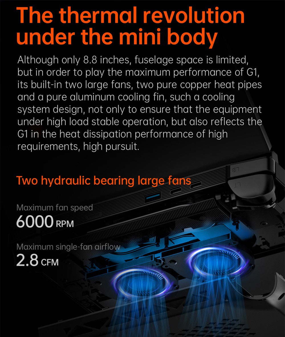 One Netbook OneXPlayer G1 Handheld Gaming PC, AMD Ryzen AI 9 HX 370 12 Cores Max 5.1GHz, 8.8'' 2560*1600 144Hz Screen, 64GB LPDDR5X 7500MHz RAM 4TB SSD, WiFi 6E, 2*USB-C, 1*USB3.2, 1*TF Card, 1* Oculink, 1*3.5mm Audio, Fingerprint Unlock - EU Plug