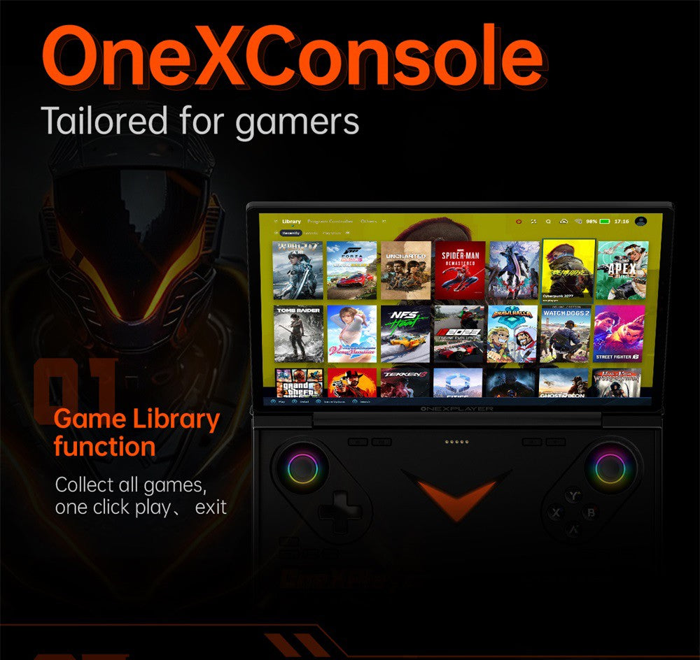 One Netbook OneXPlayer G1 Handheld Gaming PC, AMD Ryzen AI 9 HX 370 12 Cores Max 5.1GHz, 8.8'' 2560*1600 144Hz Screen, 64GB LPDDR5X 7500MHz RAM 4TB SSD, WiFi 6E, 2*USB-C, 1*USB3.2, 1*TF Card, 1* Oculink, 1*3.5mm Audio, Fingerprint Unlock - EU Plug